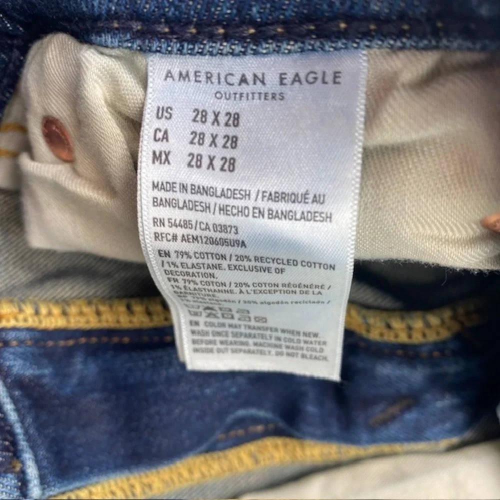 American Eagle Original Straight Jeans Mens 28x28 Blue Medium Wash Stretch Denim